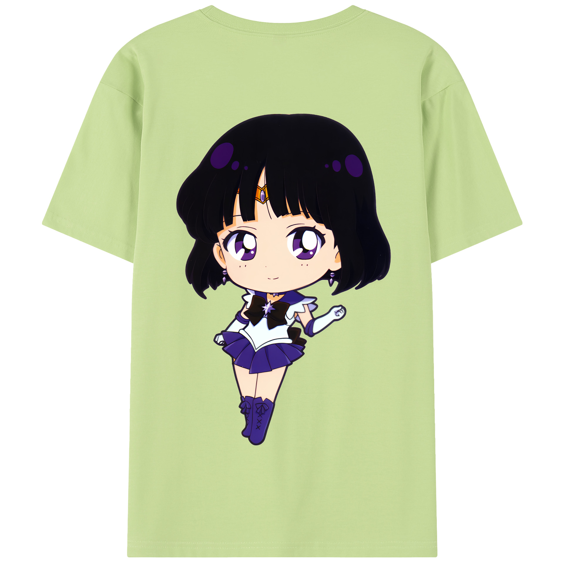 （画像用） 美少女戦士セーラームーン 土萠ほたる Sailor Moon Tomoe Hotaru （セーラーサターン；Sailor Saturn） 綿100％半袖Tシャツ（背面プリント）